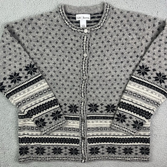 Vintage 100% Wool Croft‎ & Barrow Cardigan Sweater CrewNeck Buttons Size Large - Picture 1 of 5